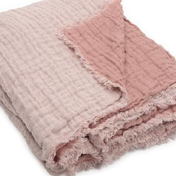 Plaid gaufré en lin lavé Nude