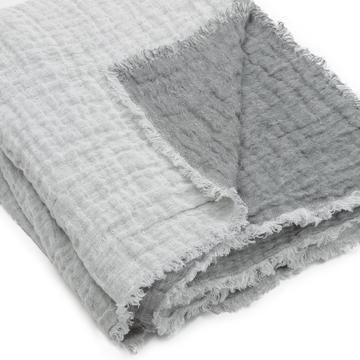 Plaid gaufré en lin lavé Steel