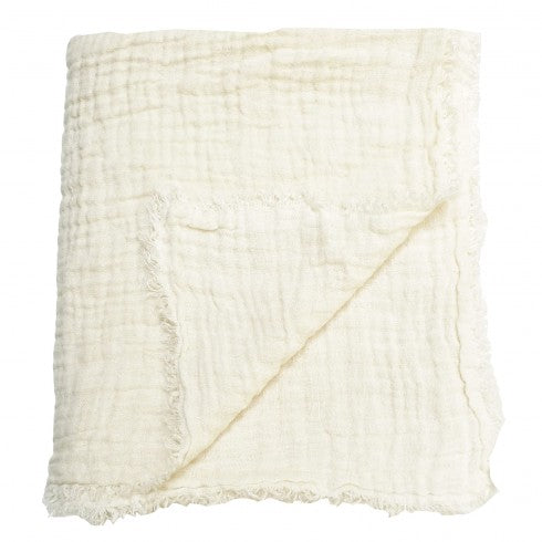Plaid en Lin Gaufré Blanc