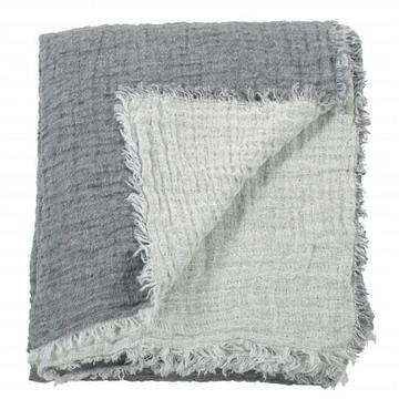 Plaid gaufré en lin lavé Steel